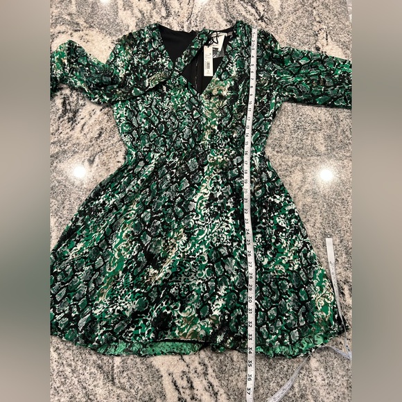Alice + Olivia Emerald and Ebony Patterned Matching Neck Tie Dress Size 10 NWT - Picture 11 of 14